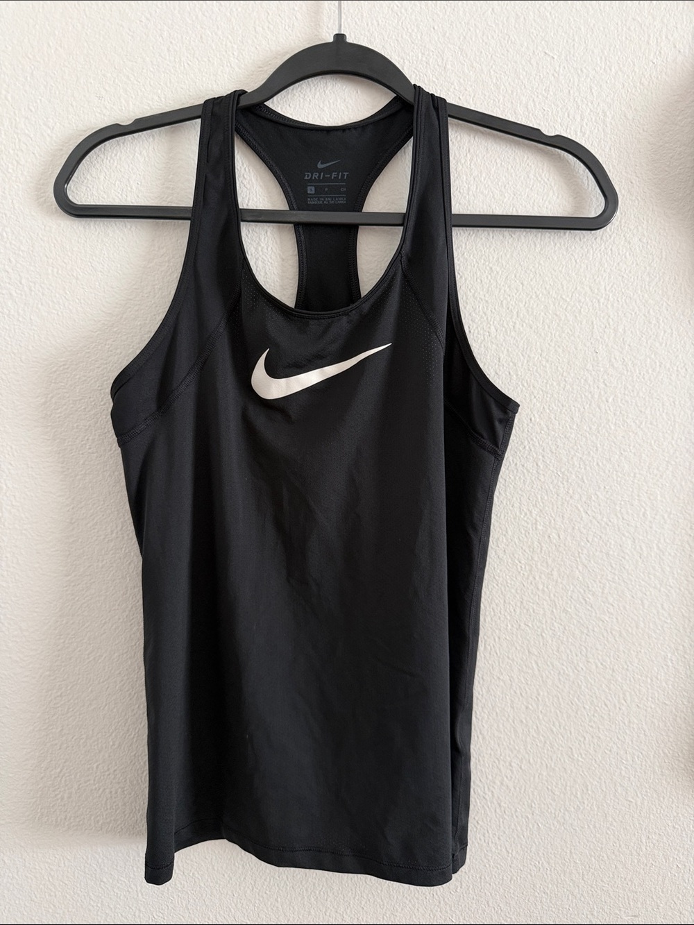 Nike Black Racerback Dri-FIT Tank with White Swoosh